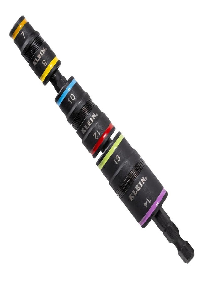 Klein Tools 32933M 6-in-1 Impact Socket Set Features 3 Flip Sockets, 6 Metric Hex Sizes 7 mm to 14 mm, Magnetic - Image 1