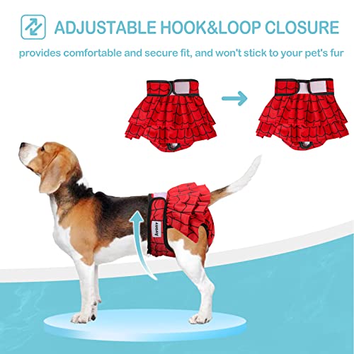 Avont 3 Pack Washable Female Dog Diapers Reusable Period Diapers Cover for Girl Doggies Heat Cycle Incontinence RedBlueWhiteL - Image 3