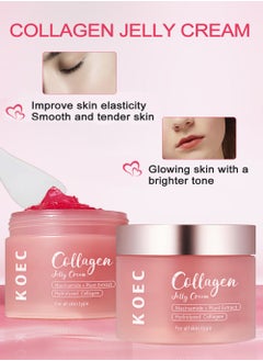 KOEC Collagen Jelly Cream - Niacinamide & Freeze-Dried Hydrolyzed Collagen , Boosts Skin's Barrier Hydration & Gives 24h Glow & Lifted Look ,100g  - Image 5
