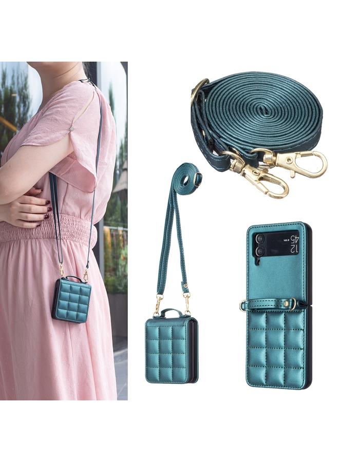 S-TOP Case For Samsung Galaxy Z Flip4 Square-shaped Crossbody Lanyard Leather Phone Case - Image 1