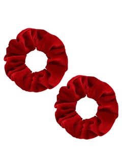 WLLHYF 2 Pcs Red Velvet Hair Scrunchies Large Size Hair Bands Cute Rope Elastic Ties for Girls Women Valentines Day Gifts Wristband Ponytail Holders Hair Accessories Red