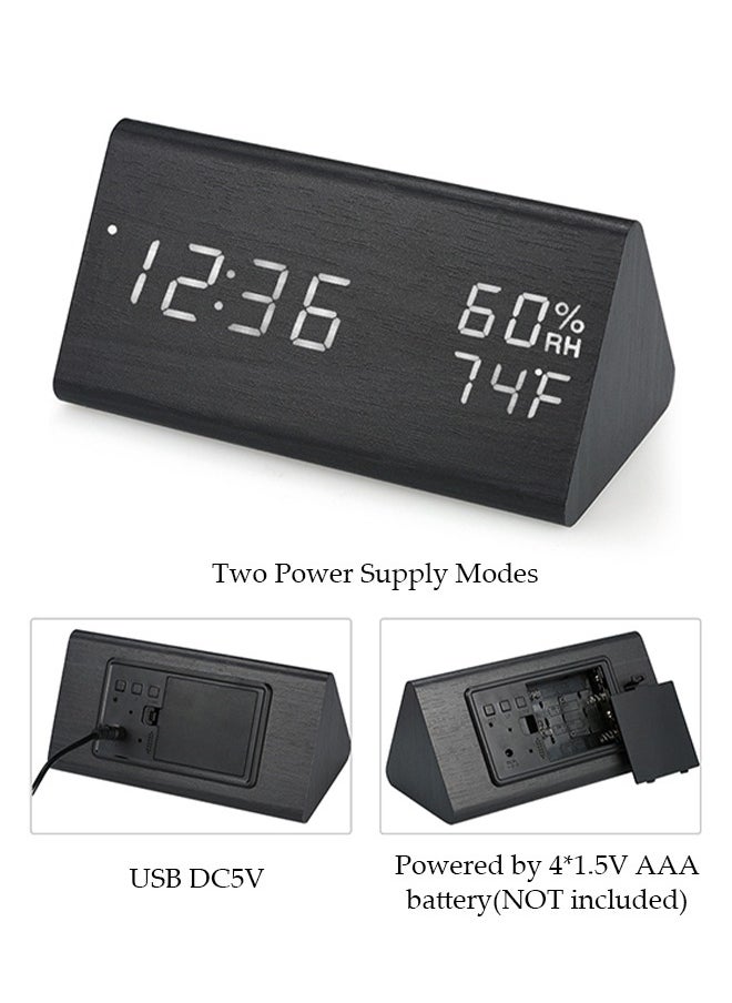 Generic Smart Digital Alarm Clock with Date and Temperature ,Bedside Desk Table Electronic Clock Battery Operated Mute Luminous Triangle Alarm Clock with Adjustable Light  ,Suitable for Students and Children  - Image 1