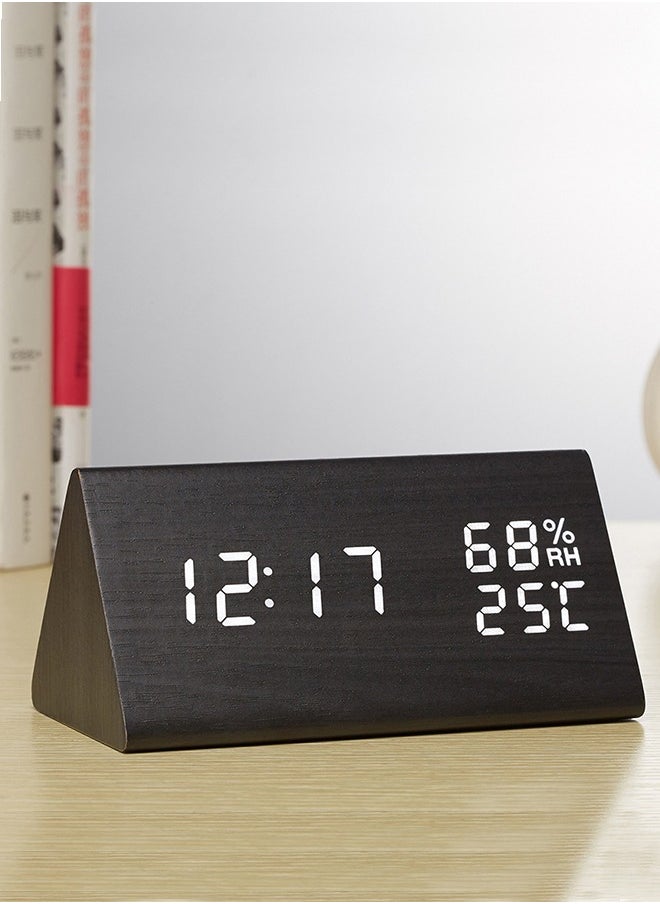 Generic Smart Digital Alarm Clock with Date and Temperature ,Bedside Desk Table Electronic Clock Battery Operated Mute Luminous Triangle Alarm Clock with Adjustable Light  ,Suitable for Students and Children  - Image 3