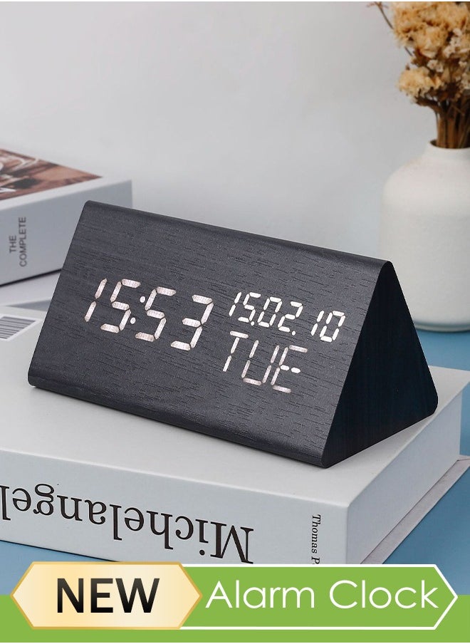 Generic Smart Digital Alarm Clock with Date and Temperature ,Bedside Desk Table Electronic Clock Battery Operated Mute Luminous Triangle Alarm Clock with Adjustable Light  ,Suitable for Students and Children  - Image 2