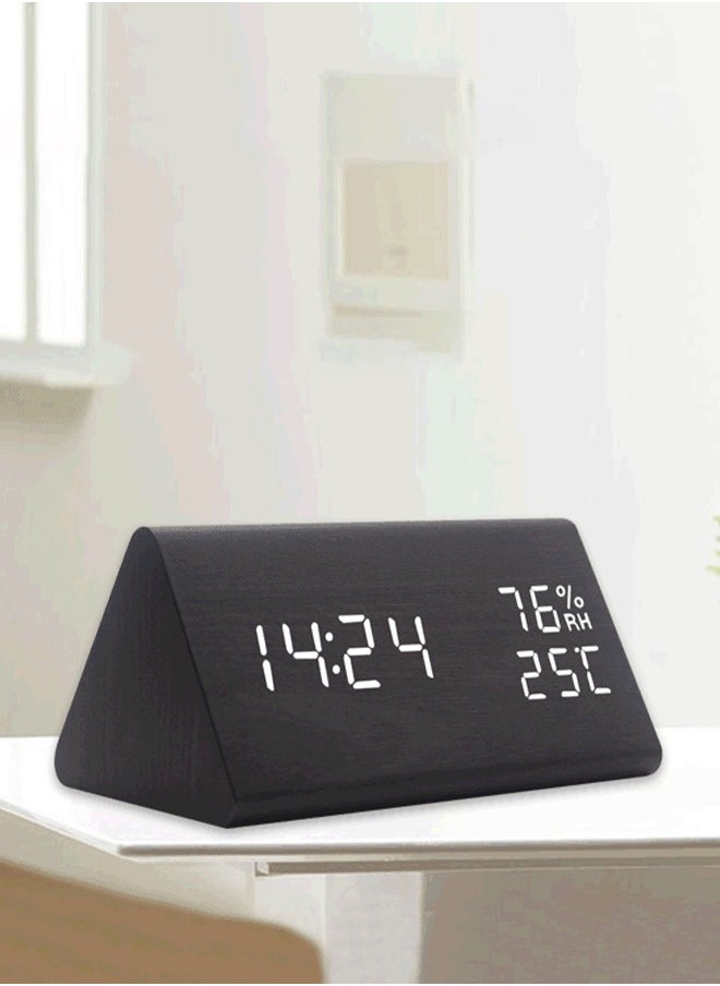 Generic Smart Digital Alarm Clock with Date and Temperature ,Bedside Desk Table Electronic Clock Battery Operated Mute Luminous Triangle Alarm Clock with Adjustable Light  ,Suitable for Students and Children  - Image 5