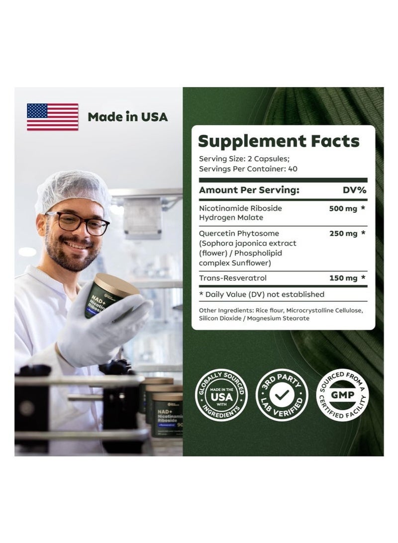 Reus Research Liposomal Nicotinamide Riboside + Resveratrol & Quercetin – High‑Purity NAD Booster for Anti‑Aging, Energy & Focus – 80 Capsules - Image 4