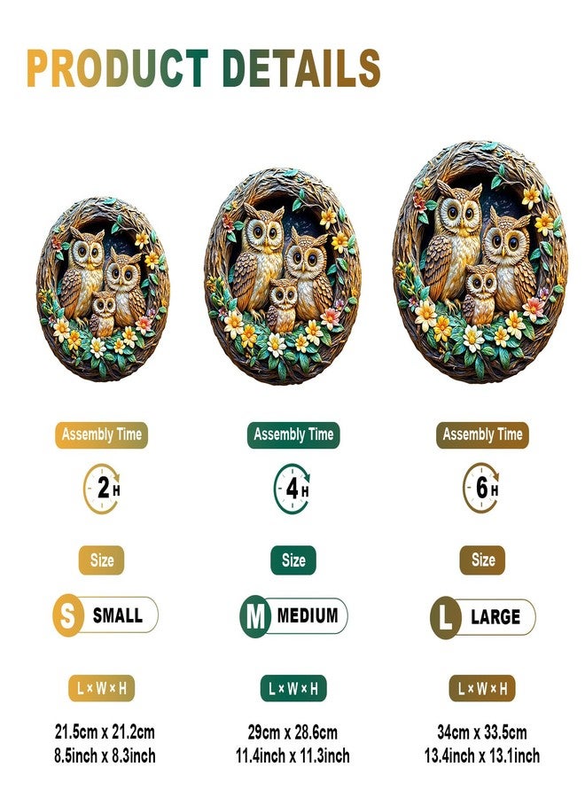 DOCRAGI Wooden Puzzles for Adults - 3D Vision Effects Owl Family Wooden Jigsaw Puzzles - Unique Shaped Wooden Jigsaw Puzzles - Animal Wooden Puzzle Easter Creative Gifts - Puzzle Toys - (100pcs) - Image 2
