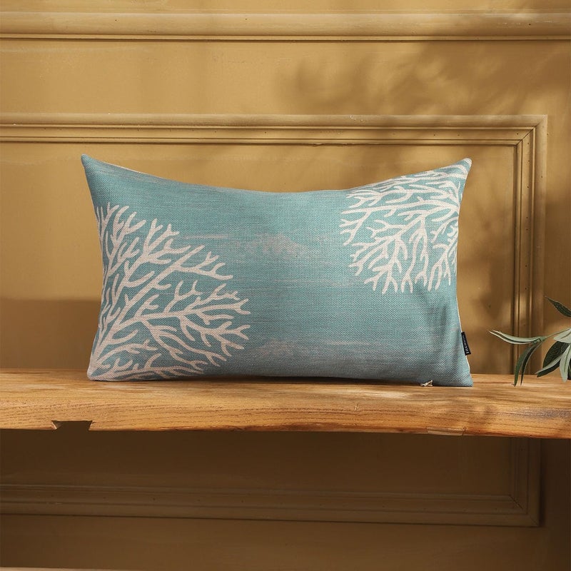 TRENDIN Coral Couch Pillow Cover 12X20 Sea Marine Decor Rectangular Linen Cushion Case Sofa Rustic Home Decorations Blue PL1104TR - Image 2