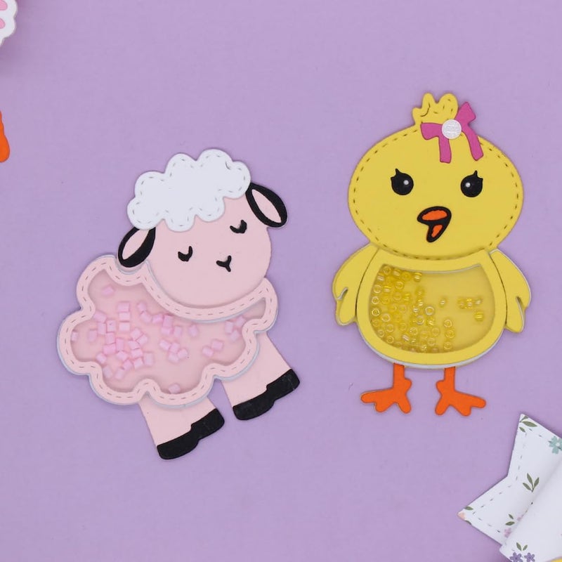 KSCRAFT Cute Lamb and Chicken Shaker Metal Cutting Dies Stencils for DIY Scrapbooking Decorative Embossing DIY Paper Card