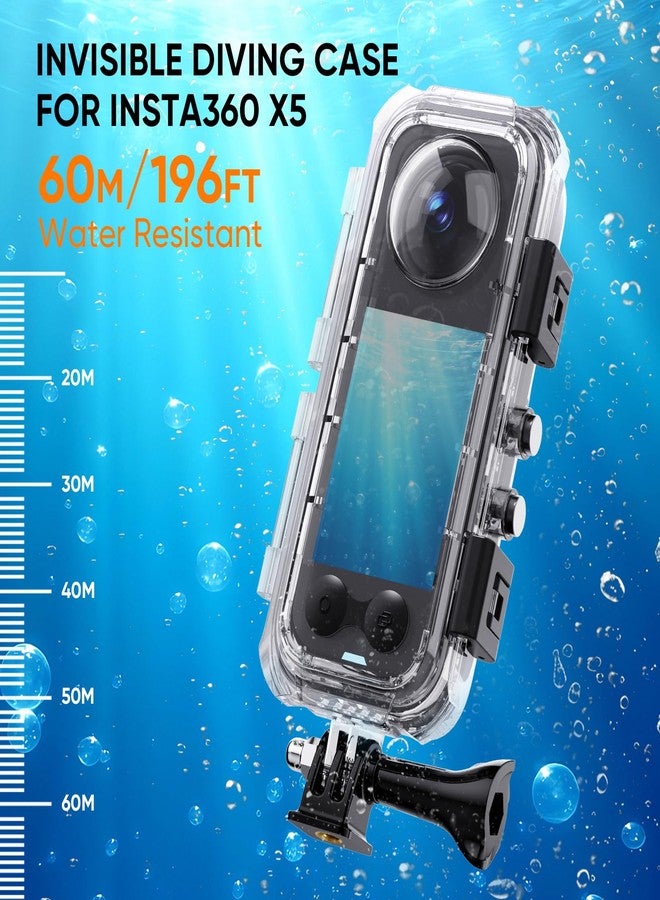 هونغداك جراب غوص غير مرئي من هونغداك لكاميرا إنستا 360 X5، مقاوم للماء حتى عمق 45 مترًا/147 قدمًا، غطاء واقٍ للغوص تحت الماء لكاميرا إنستا 360 X5 مع ملحقات حامل وحشوات مضادة للضباب - Image 2