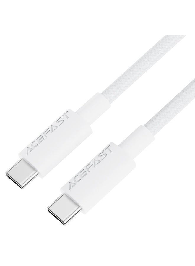 ACEFAST Charging Data Cable C18-03 USB-C to USB-C, 60W Fast Charge, 1.2M Nylon Braided Wire, High-Speed Data Transmission - White - Image 1