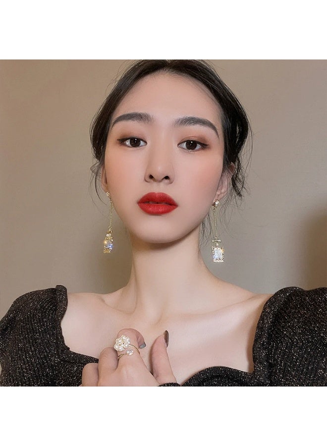 Goolsky Elegant Long Drop Earrings for Women – High-End Stylish Statement Dangle Jewelry, S925 Silver Sparkling Crystals, Formal/Parties Weddings Eid Wear - Image 4