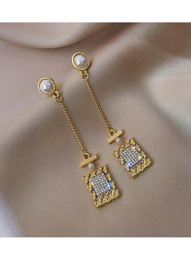 Goolsky Elegant Long Drop Earrings for Women – High-End Stylish Statement Dangle Jewelry, S925 Silver Sparkling Crystals, Formal/Parties Weddings Eid Wear - Image 2