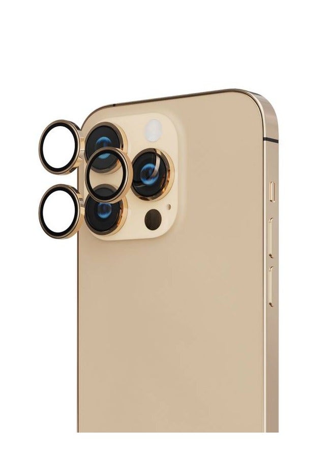iPhone 14 Pro and Pro Max Camera Lens Protector Ultra Pure 360° Aluminum Lens Shield / Shatter Protection / Anti Fingerprint / Anti Scratch / HD Clarity Lens Protection - Gold