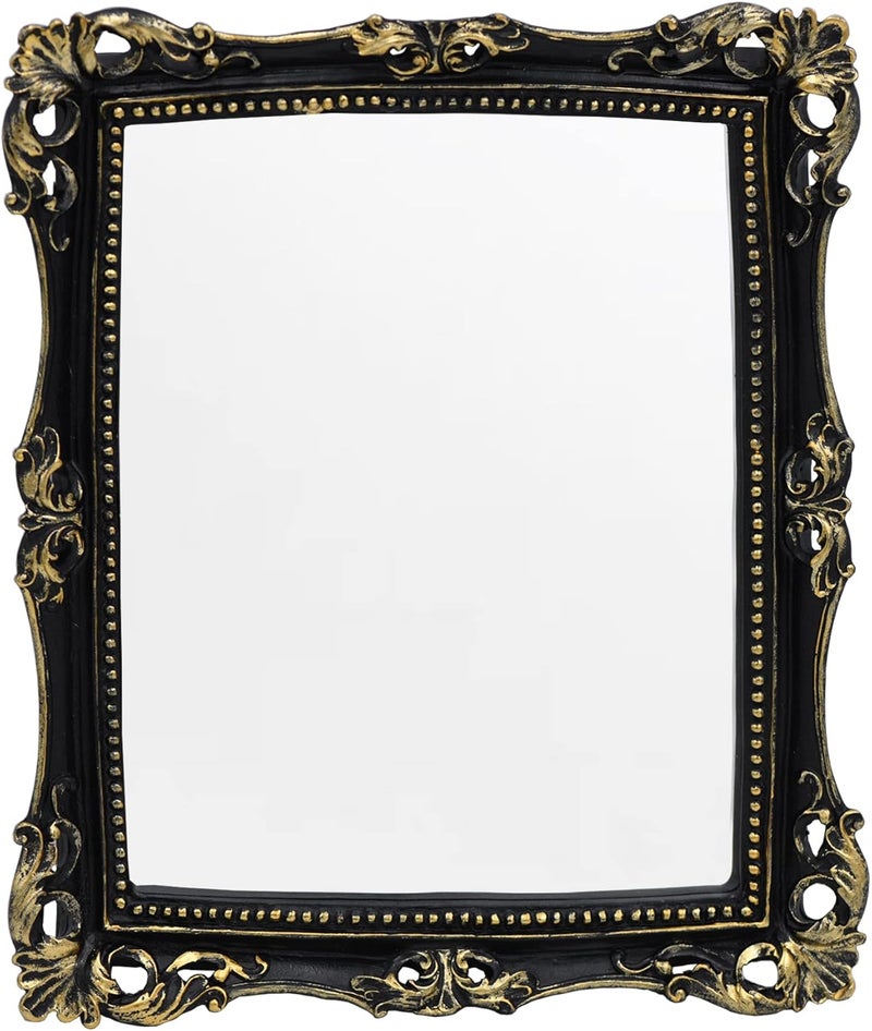 Funerom Vintage 11 x 9.5 inch Decorative Mirror, Wall Mounted & Tabletop Makeup Mirror ，Square (Black) - Image 1