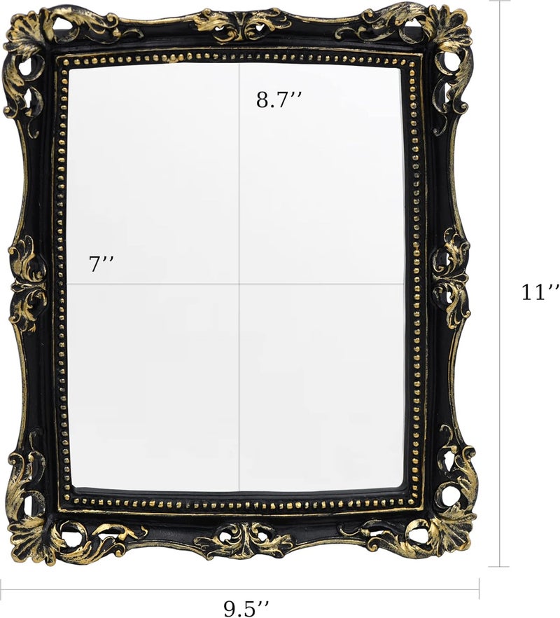Funerom Vintage 11 x 9.5 inch Decorative Mirror, Wall Mounted & Tabletop Makeup Mirror ，Square (Black) - Image 5