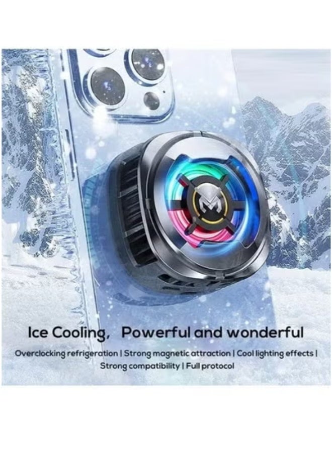 Memo ❄️ CX06 Magnetic Phone Cooler Fan with Colorful RGB Lights | Advanced Semiconductor Cooling Radiator for iPhone, Android & All Smartphones | Ultra-Quiet Snap-On Heat Dissipation System for Gaming, Charging & Streaming | Portable USB Mobile Cooler  - Image 3