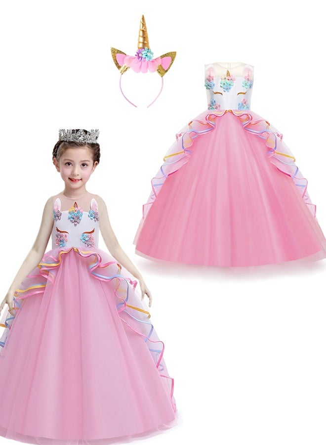 Unicorn Princess Costume Birthday Pageant Party Dance Performance Fancy Dress Up Outfit 10 - 11 Years - Image 1
