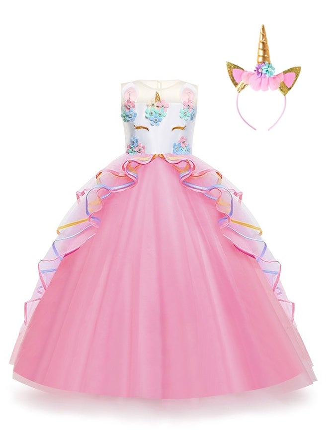 Unicorn Princess Costume Birthday Pageant Party Dance Performance Fancy Dress Up Outfit 10 - 11 Years - Image 2