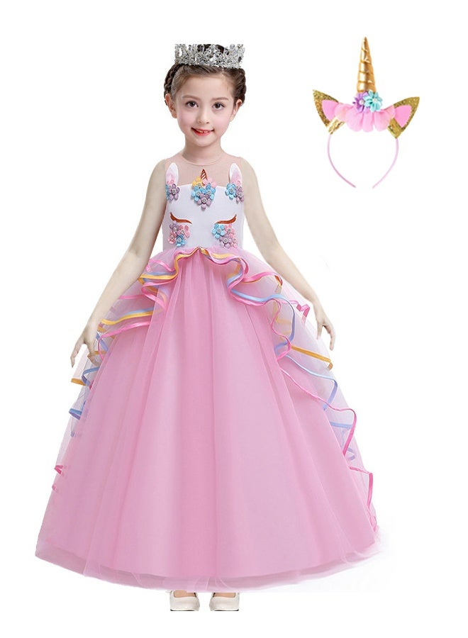 Unicorn Princess Costume Birthday Pageant Party Dance Performance Fancy Dress Up Outfit 10 - 11 Years - Image 4