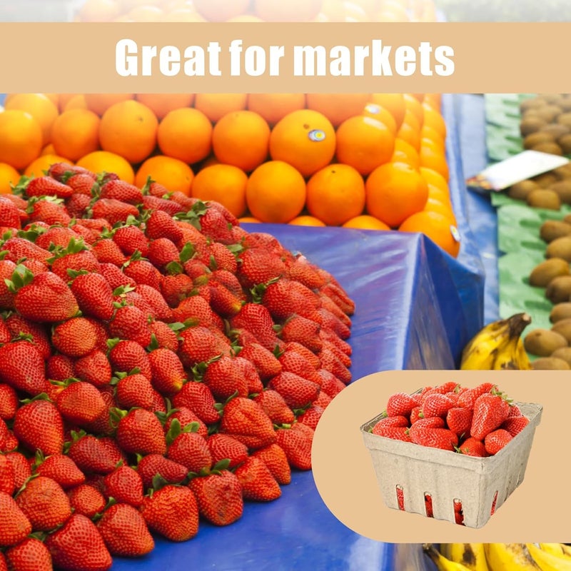 EXJEXJ 30 Pcs Natural Pulp Fiber Berry Basket Small Vented Berry Picking Basket Small Container Holder for Fruits Vegetable Farmer Market Grocery - Image 3