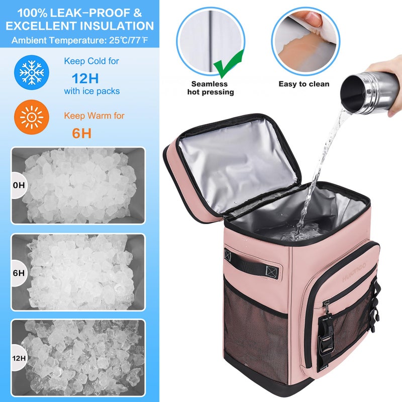 Hulongo 48Cans Large Cooler Backpack, Leakproof Insulated Backpack Cooler for Women, Waterproof, Double Deck, Pink - Image 3