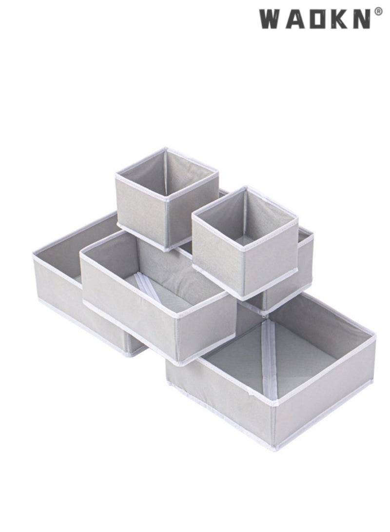 WAOKN 6-Piece Expanded Drawer Organizer Set: Versatile Foldable Closet Solution with Underwear Baskets & Cubes for Maximum Clothing Storage & Organization  - Image 1