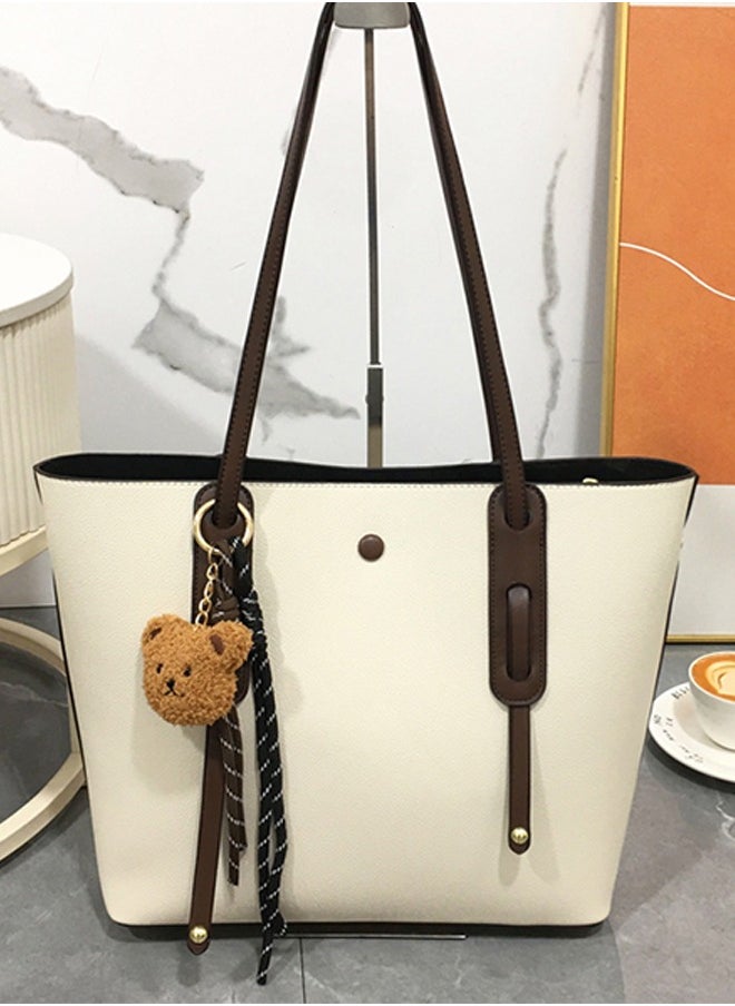 JCB CHIC Shoulder Bags for Women，PU Leather Tote Crossbody Bag Soft Large Capacity，Fashionable Travel Shoulder Bag  Tote Handbag  Weekender Bag Shopper Handbag Travel Purse(546 White)  - Image 1