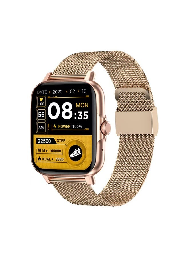 Smartwatch,Bluetooth Fitness Watch for Women Men,Sport Watch with Blood Oxygen Blood Pressure Heart Rate Sleep Monitor,for Android iOS,Gold - Image 1