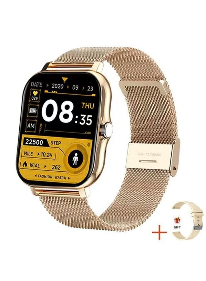 Smartwatch,Bluetooth Fitness Watch for Women Men,Sport Watch with Blood Oxygen Blood Pressure Heart Rate Sleep Monitor,for Android iOS,Gold - Image 2