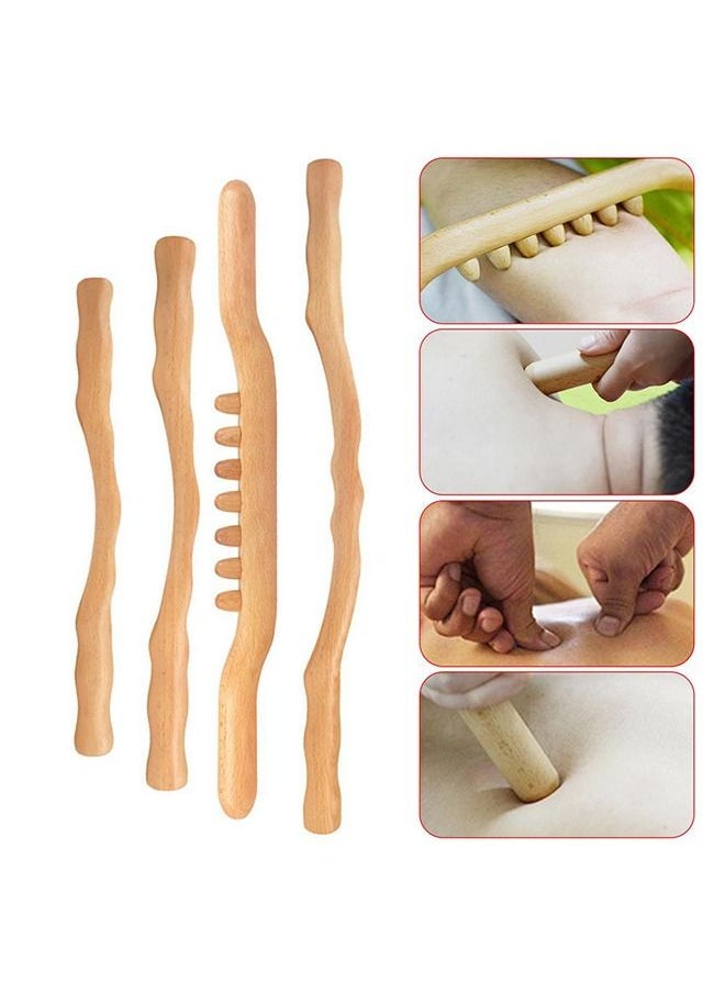Arabest 4-Piece  Scraping Stick Beech Wood Back Shoulder Neck Waist Leg Massage Tools  - Image 1