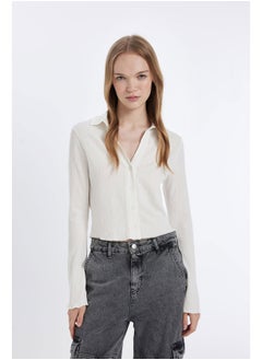 Woman Woven Fitted Long Sleeve Shirt