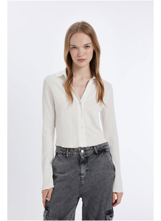 DeFacto - Woman Woven Fitted Long Sleeve Shirt - Image 1