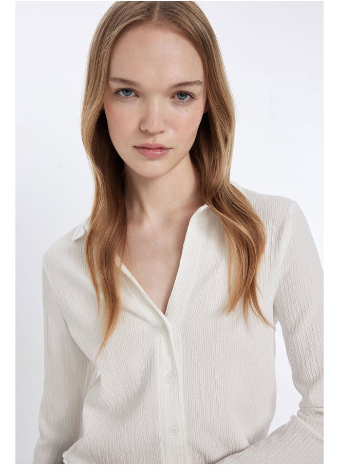 DeFacto - Woman Woven Fitted Long Sleeve Shirt - Image 1