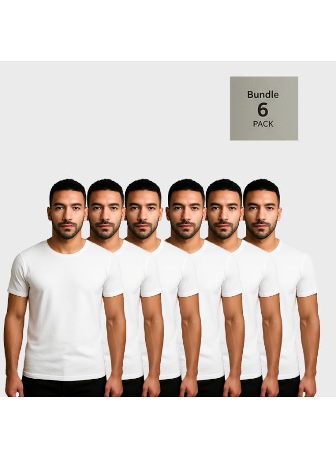 Caesar Men’s Half-Sleeve Undershirt Bundle – 6 Pieces - Image 1