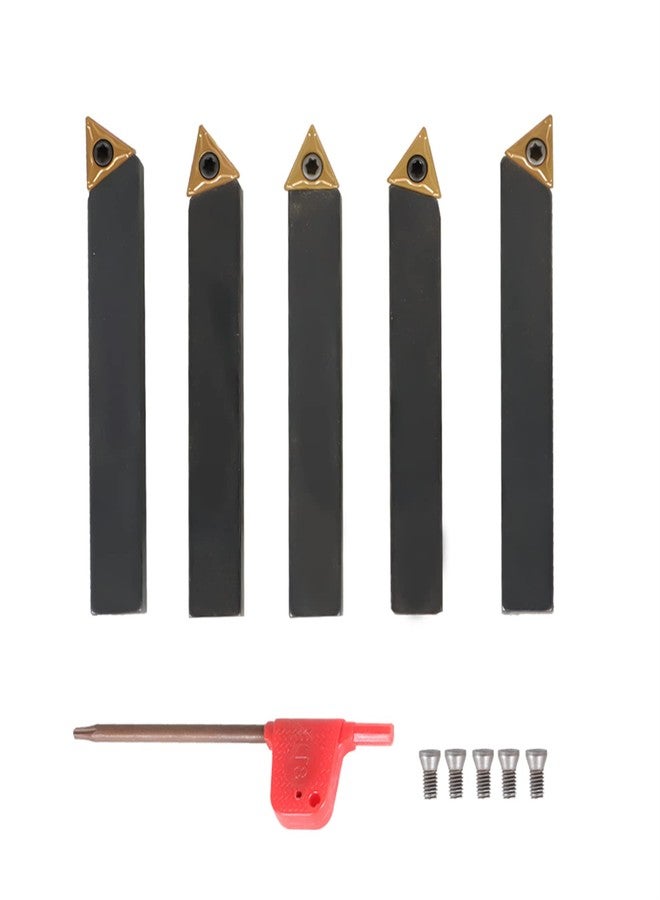 findmall 5Pcs 3/8 Inch Indexable Carbide Lathe Turning Tool Holder Metal Lathe Tools Inserts Bits with TCMT110204 Carbide Inserts - Image 1