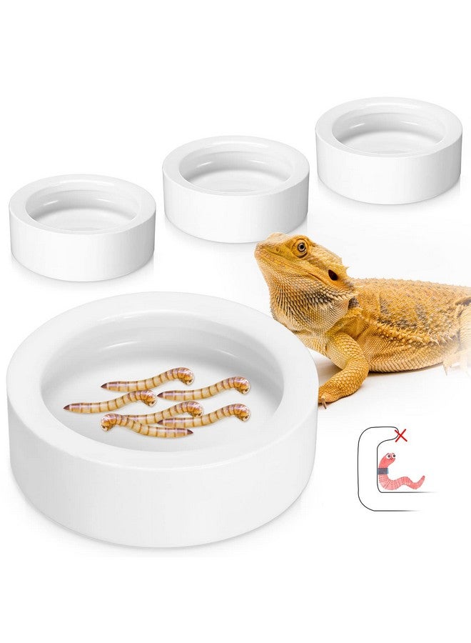 Meanplan 4 Pcs Reptile Bowl Reptile Food Dish Reptile Water Food Bowl Reptile Feeding Dish Ceramic Worm Pet Bowl Anti Escape For Lizard Anoles Bearded - Image 1