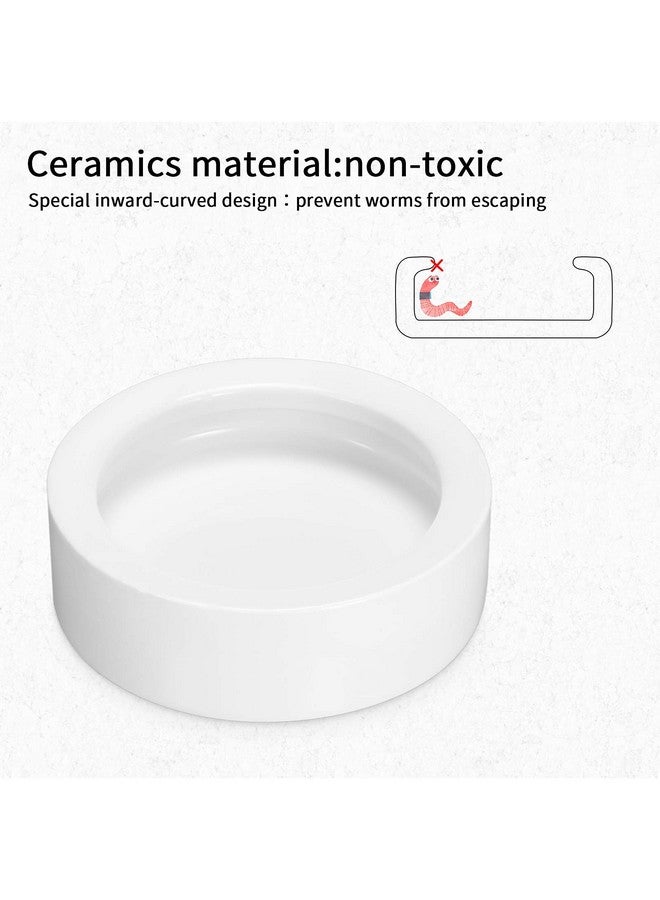 Meanplan 4 Pcs Reptile Bowl Reptile Food Dish Reptile Water Food Bowl Reptile Feeding Dish Ceramic Worm Pet Bowl Anti Escape For Lizard Anoles Bearded - Image 3