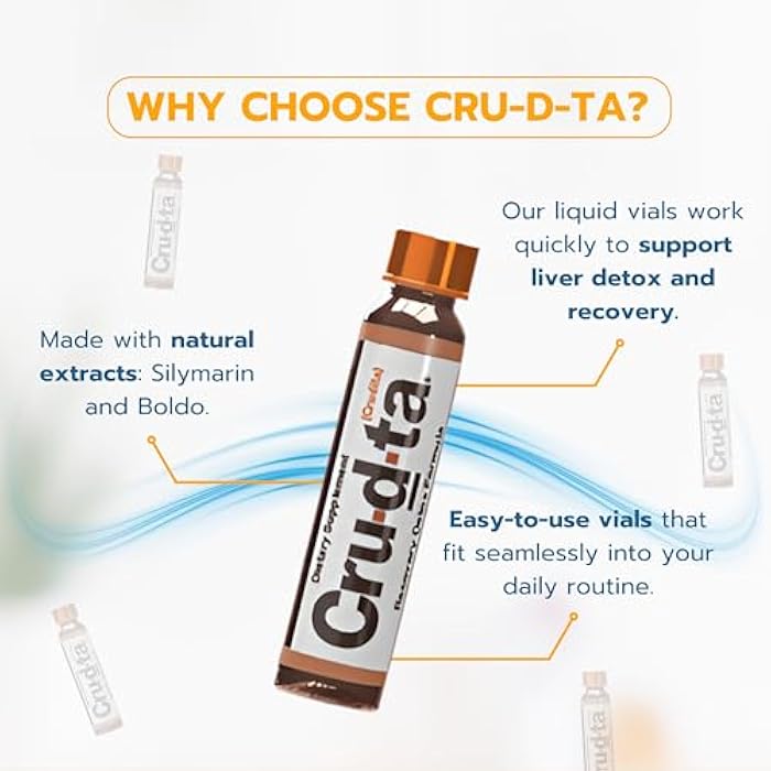 Cru-d-ta Crudta Recovery Detox Formula with L-Glutamine, Silymarin Extract, Boldo Extract, Antioxidants, Immune Support, 5 Vials - Image 4
