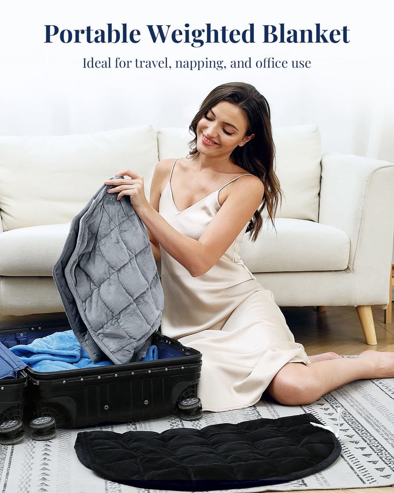 Kivik Weighted Blanket 5 lbs for Adults Small Weighted Blanket Travel Size Weighted Lap Blanket Throw for Calming & Relaxing Household Machine Washable-Grey 29x24 Inches - Image 5