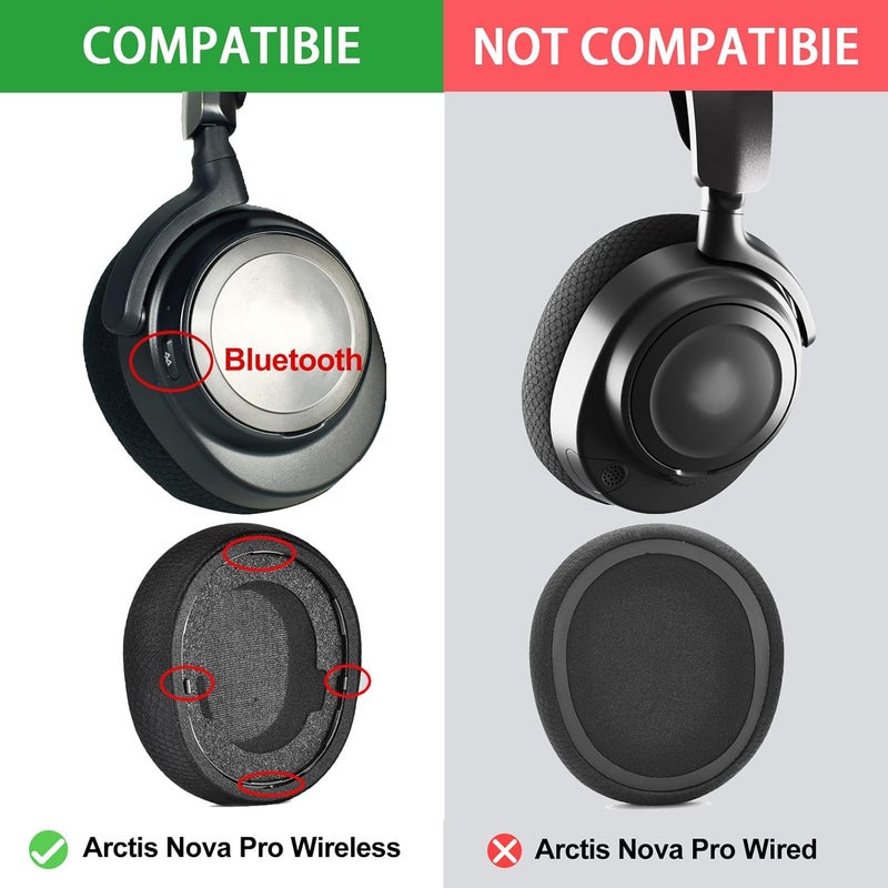 defean Nova Pro Wireless Earpads - Replacement Ear Cushion Ear Pads Compatible with Steelseries Arctis Nova Pro Wireless Headphones (Black Breathable Fabric) - Image 3
