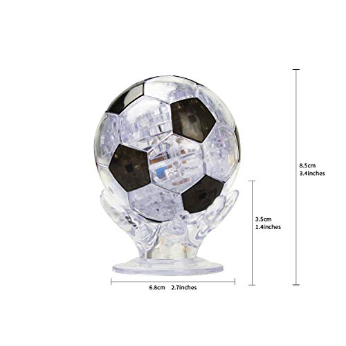 Coolplay 3D Crystal Puzzle for Children, Soccer Puzzle Ball Light-up for Adult Black and Transparent - 76 Pieces - Image 5