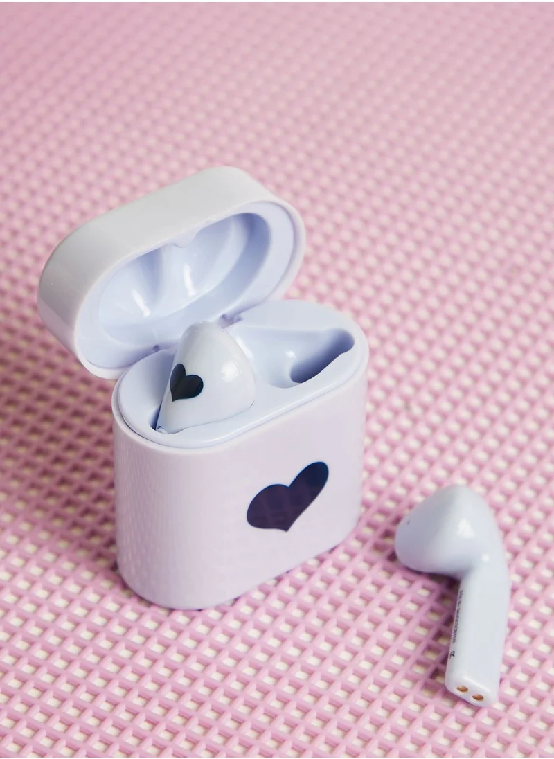 Claires Baby Blue Heart Earbuds