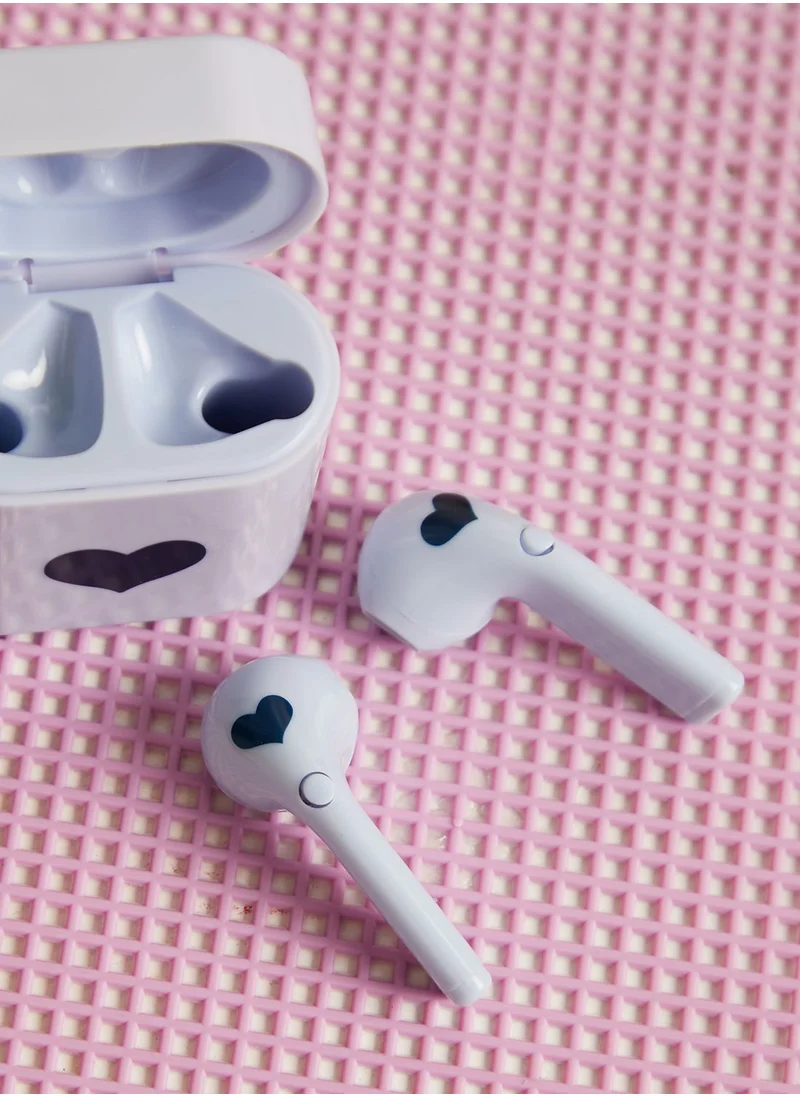Claires Baby Blue Heart Earbuds