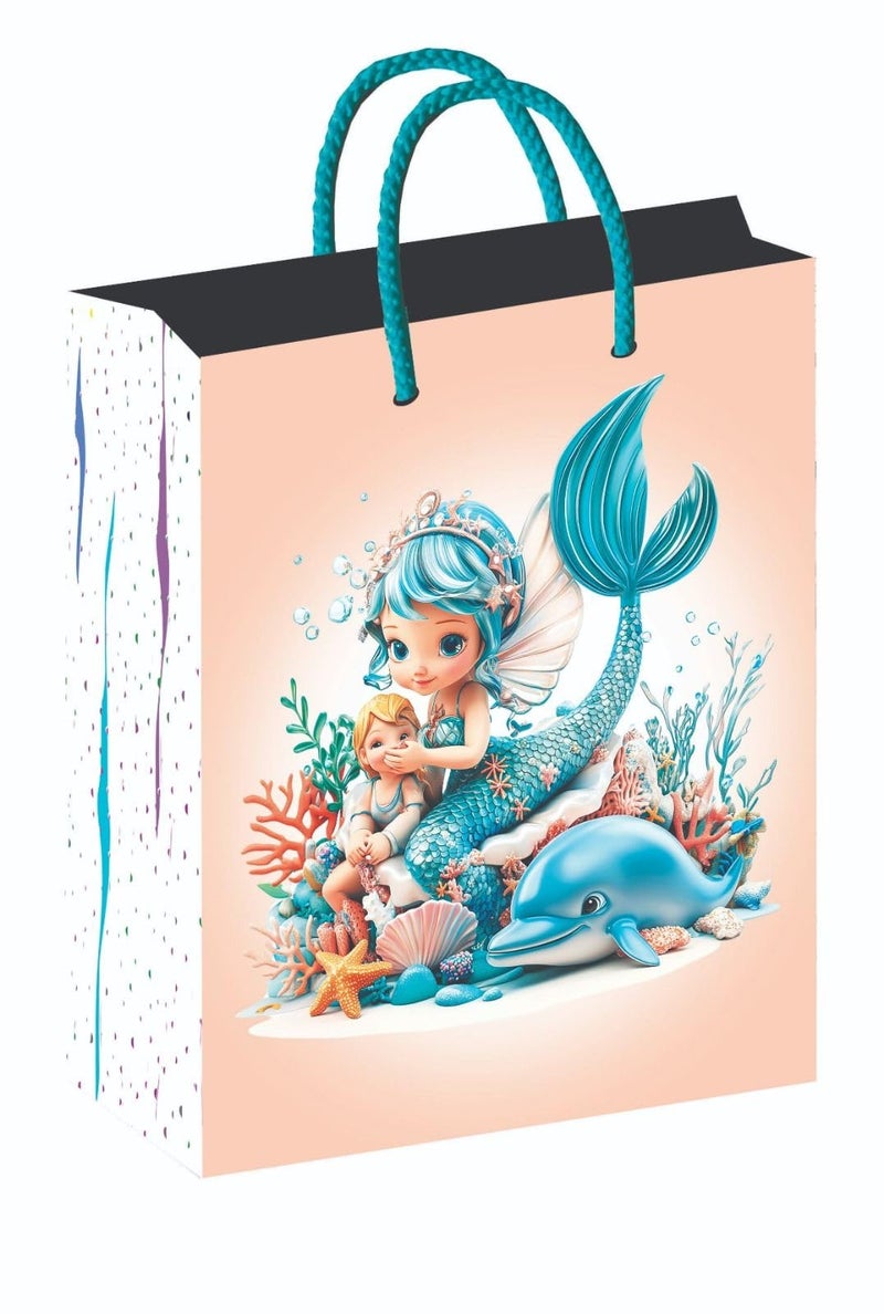 GOLD LEAF 10 Pcs Mermaid Party Favors Bags with Handles for Kids 20x8x23cm Under the Sea Candy Goodie Treat Bags Girls Baby Shower Princess Decorations Mermaid Theme Birthday Party Supplies. (Orange). - Image 1