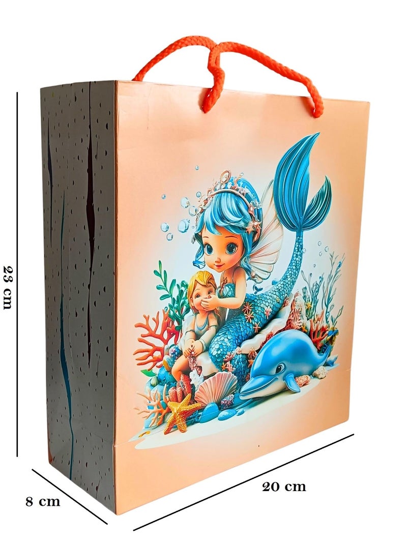 GOLD LEAF 10 Pcs Mermaid Party Favors Bags with Handles for Kids 20x8x23cm Under the Sea Candy Goodie Treat Bags Girls Baby Shower Princess Decorations Mermaid Theme Birthday Party Supplies. (Orange). - Image 3