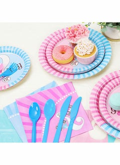 GROIC Gender Reveal Party Supplies, Gender Reveal Disposable Cutlery Set, Boys or Girls Paper Plate Cups Napkins Tablecloth Banners, Baby Shower Decor  - Image 4