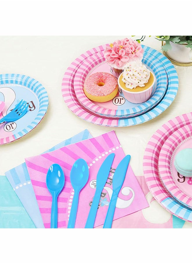 GROIC Gender Reveal Party Supplies, Gender Reveal Disposable Cutlery Set, Boys or Girls Paper Plate Cups Napkins Tablecloth Banners, Baby Shower Decor  - Image 4