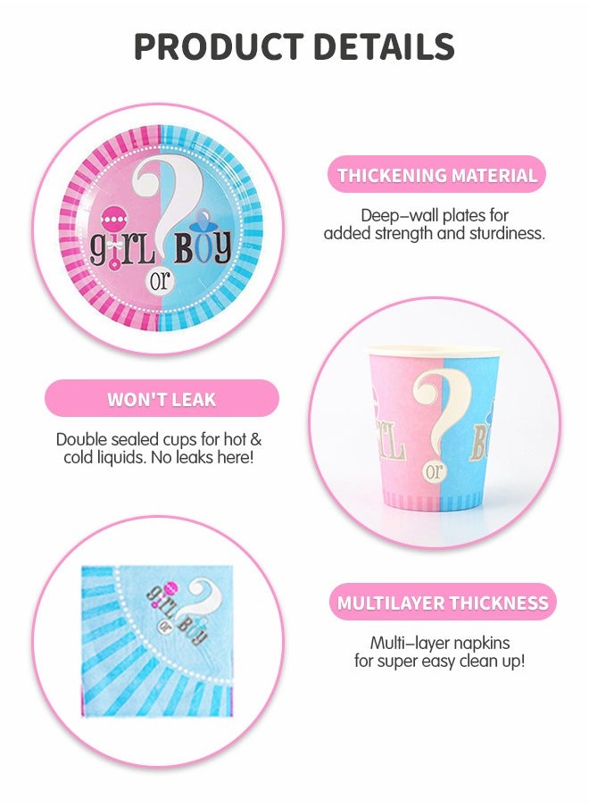 GROIC Gender Reveal Party Supplies, Gender Reveal Disposable Cutlery Set, Boys or Girls Paper Plate Cups Napkins Tablecloth Banners, Baby Shower Decor  - Image 5