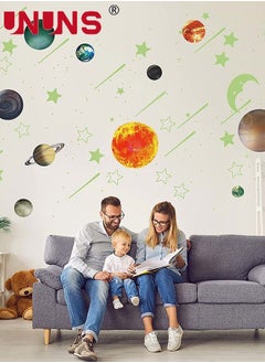 UNUNS 3D Space Wall Sticker Set,Glow In The Dark Stars And Planets,10 Glowing Planet,Noctilucent Solar System For Kids Wall Decals,158pcs  - Image 5